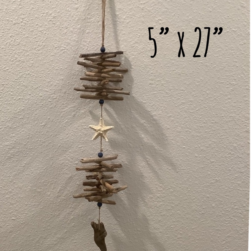 Driftwood Art, Driftwood & Starfish Mobile, Driftwood Coastal Decor